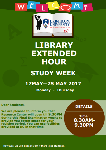Extended library working hours poster